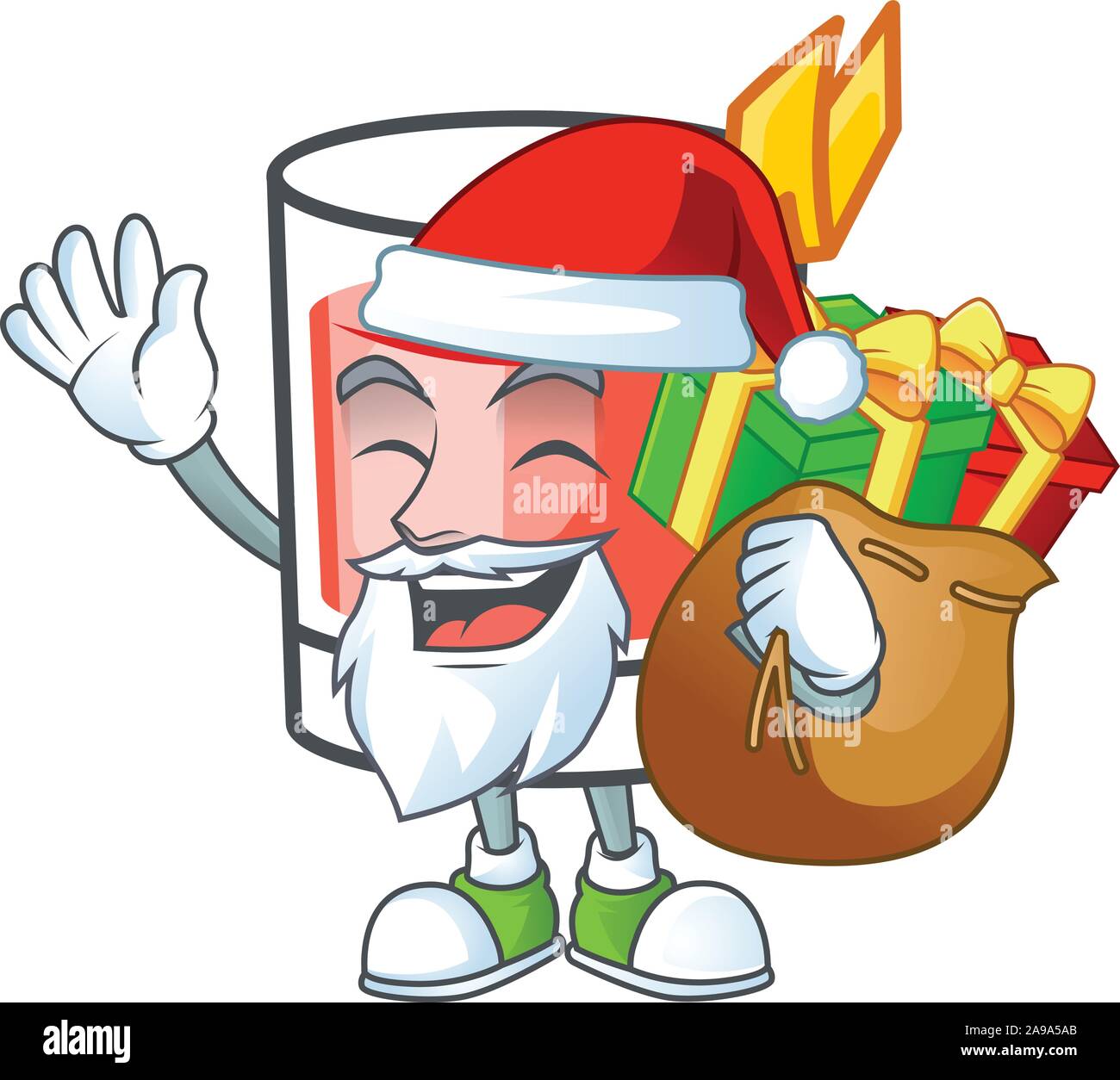 Sazerac santa portare carattere regalo su un cartone animato Illustrazione Vettoriale