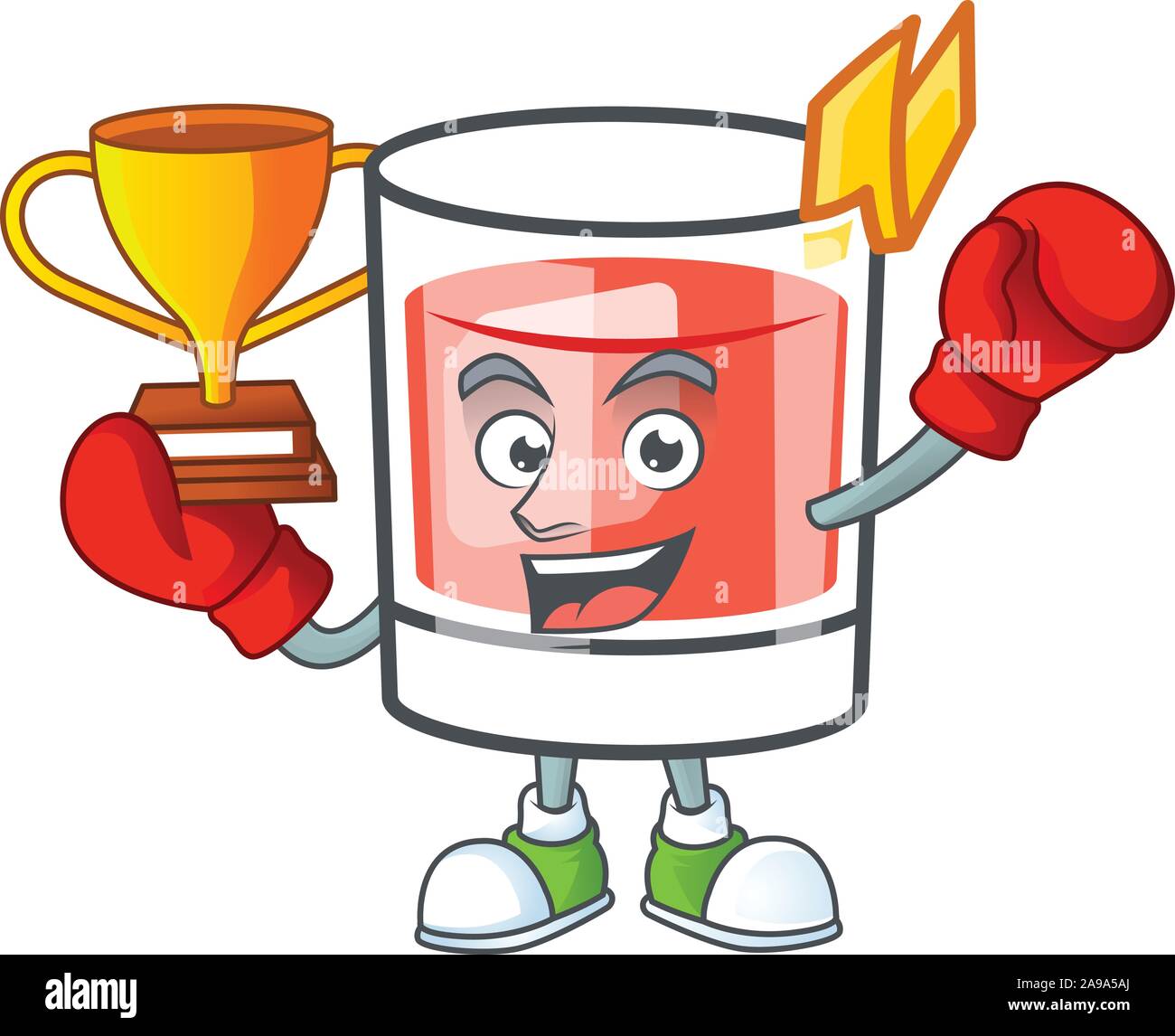 Sazerac boxing vincitore carattere su di un cartone animato Illustrazione Vettoriale