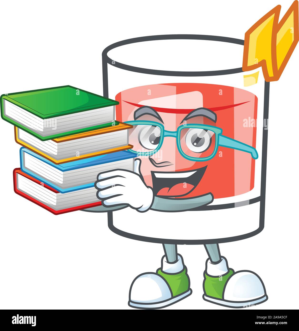 Sazerac studente portare carattere del libro su un cartone animato Illustrazione Vettoriale