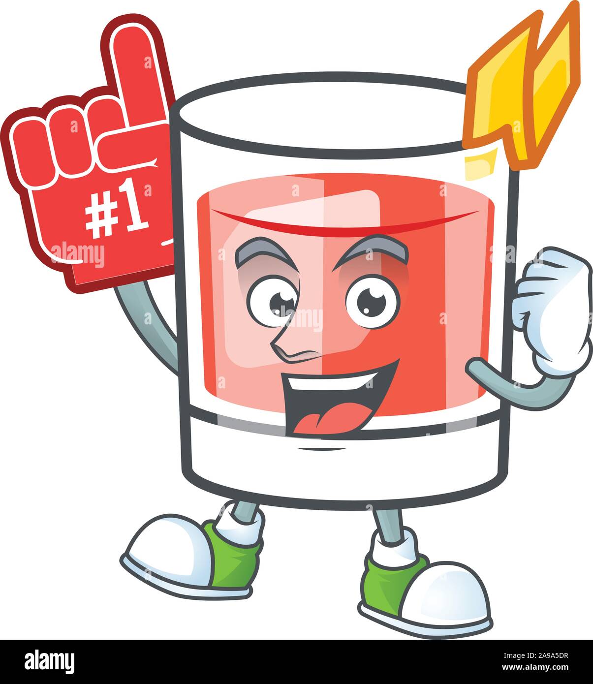 Schiuma Sazerac carattere del dito su di un cartone animato Illustrazione Vettoriale