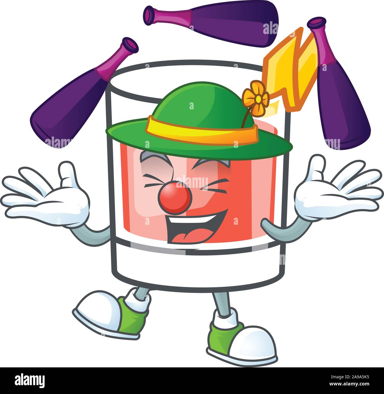 Sazerac juggling carattere su di un cartone animato Illustrazione Vettoriale