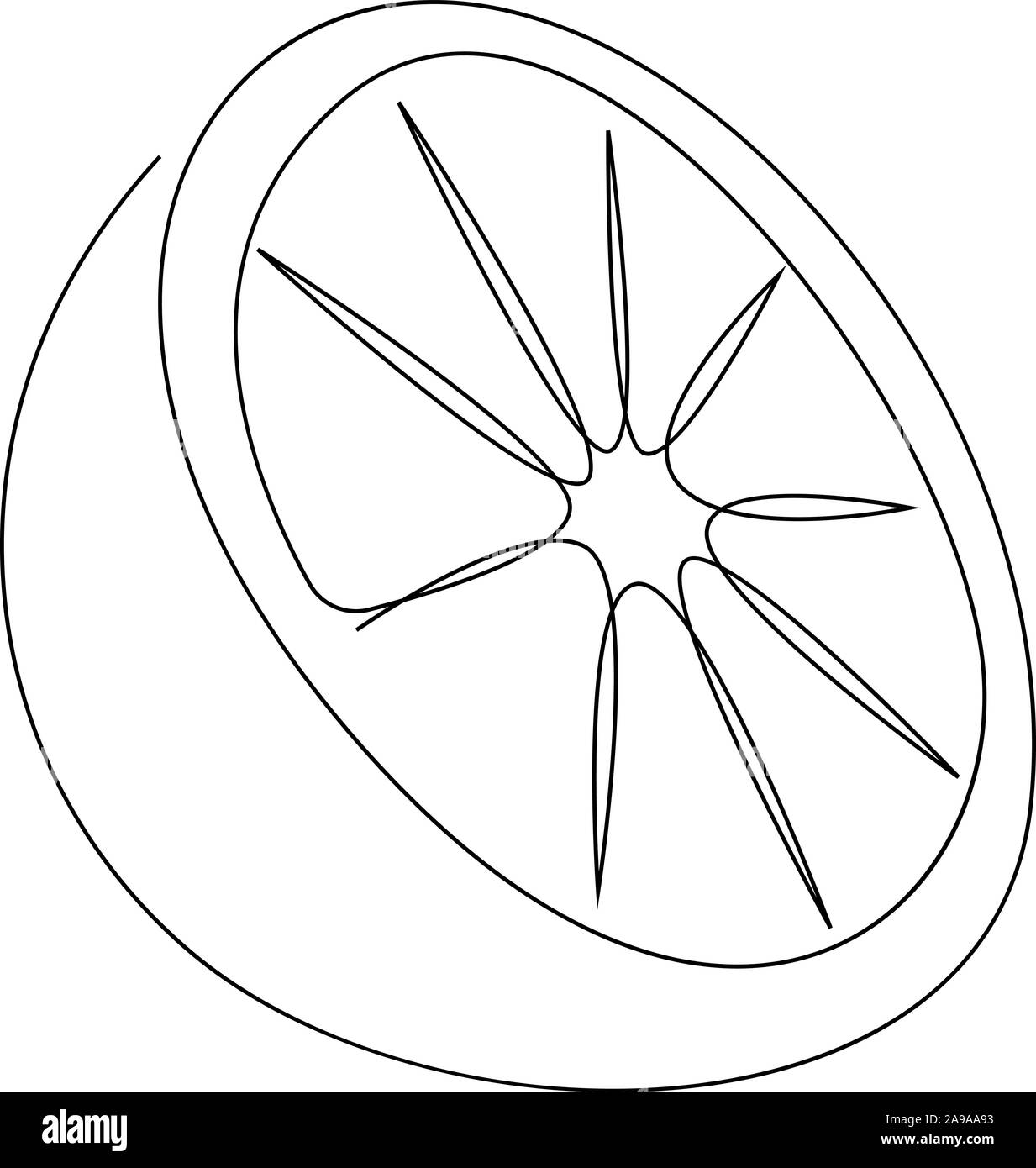 Frutta di arancia illustrazione. Una linea continua stile minimal. Vettore Illustrazione Vettoriale