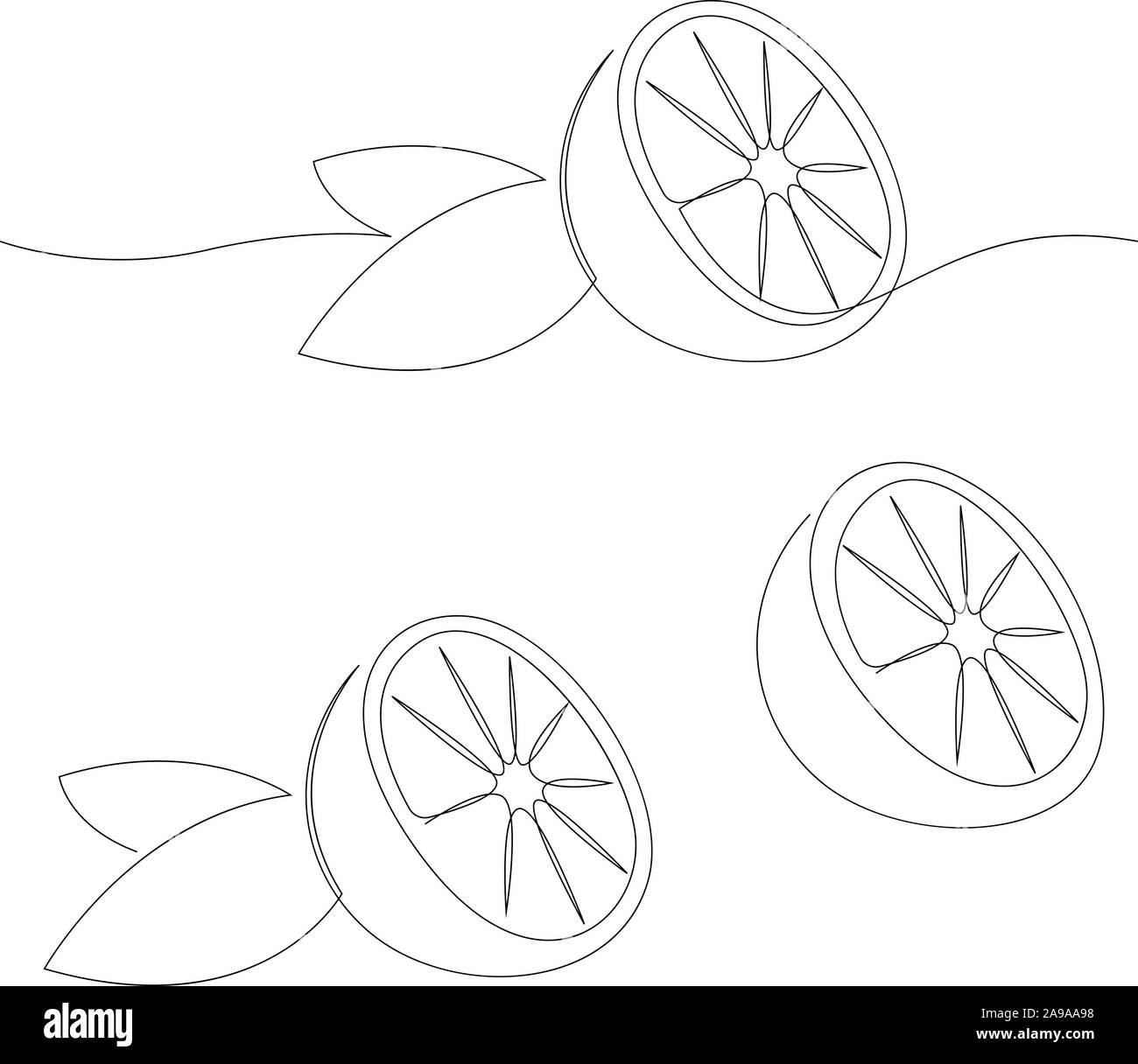 Frutta di arancia illustrazione. Una linea continua stile minimal. Vettore Illustrazione Vettoriale