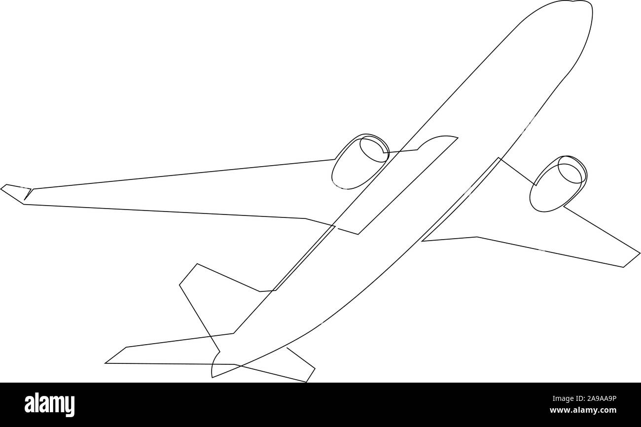 Un aereo di linea isolato su sfondo bianco, viaggi e turismo Illustrazione Vettoriale