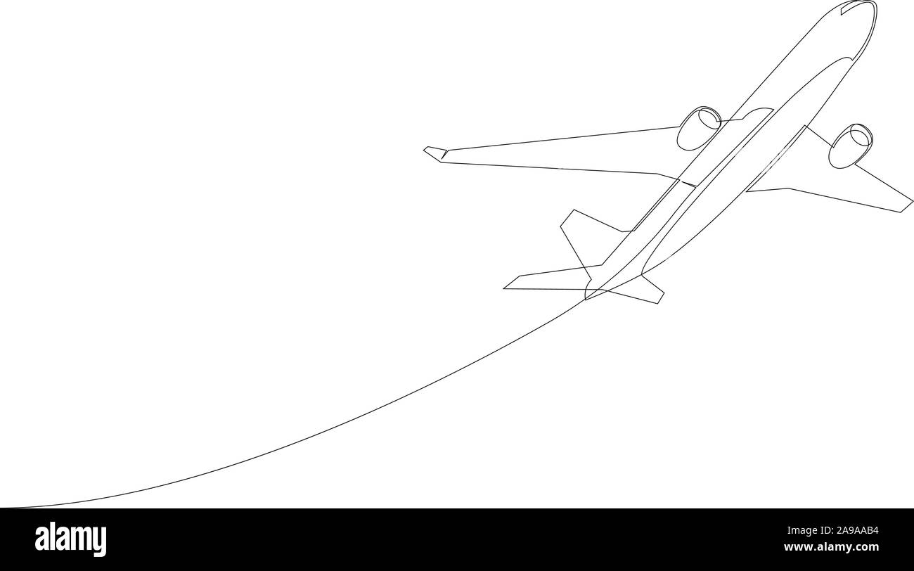 Un disegno della linea del vettore isolato oggetto - aereo passeggeri Illustrazione Vettoriale