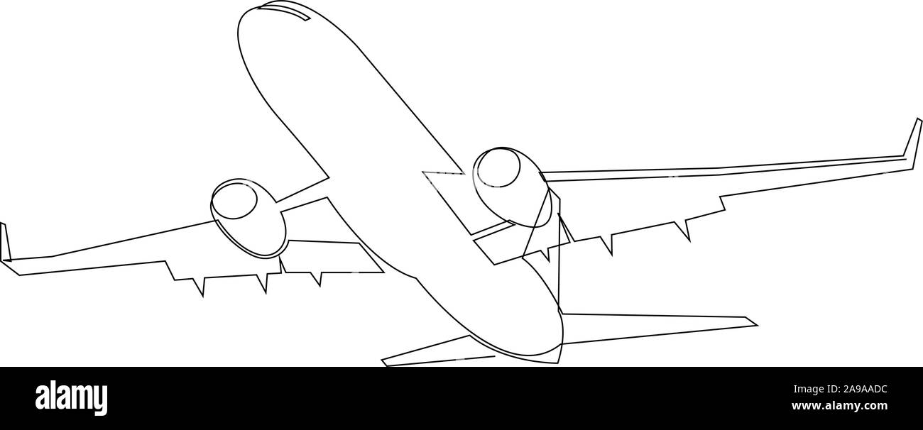 Un aereo di linea isolato su sfondo bianco, viaggi e turismo Illustrazione Vettoriale