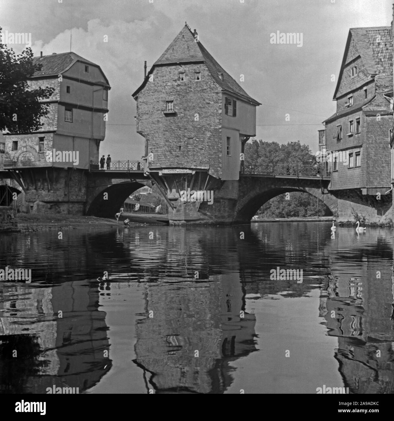 A Bad Kreuznach - Ponte Vecchio, Germania 1930s. Foto Stock