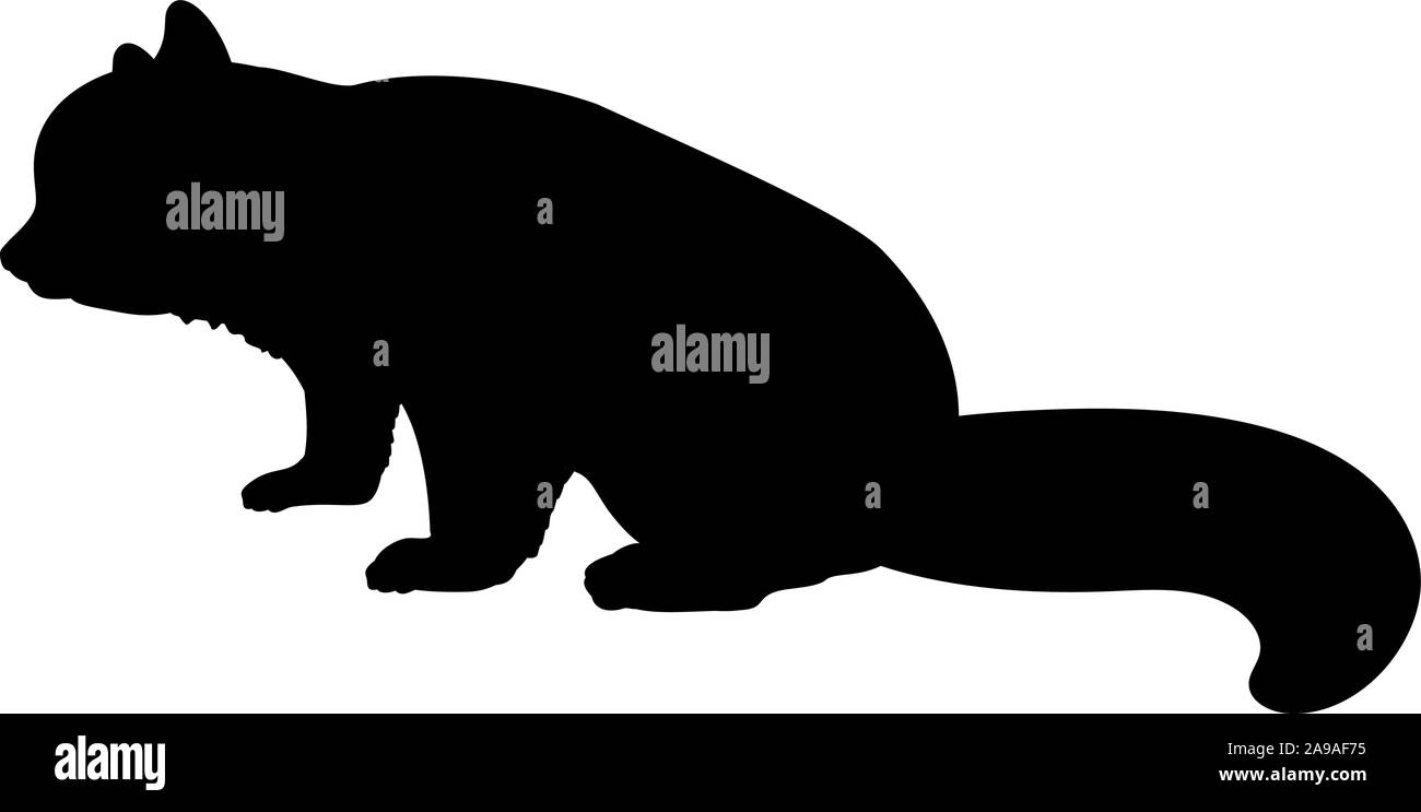 Silhouette piccolo panda rosso. I gatti animale orso panda famiglia. Vector illustrator Illustrazione Vettoriale