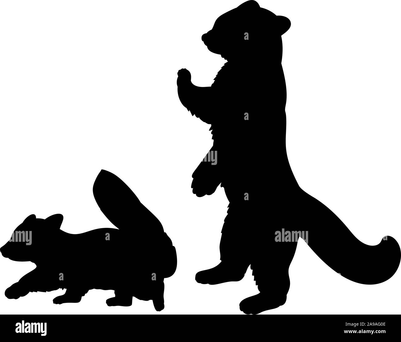 Silhouette di panda rosso e giovane poco panda rosso. Vector illustrator Illustrazione Vettoriale