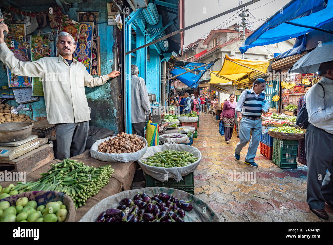 Sabzi mandi o mercato ortofrutticolo, Shimla, Himachal Pradesh Foto Stock