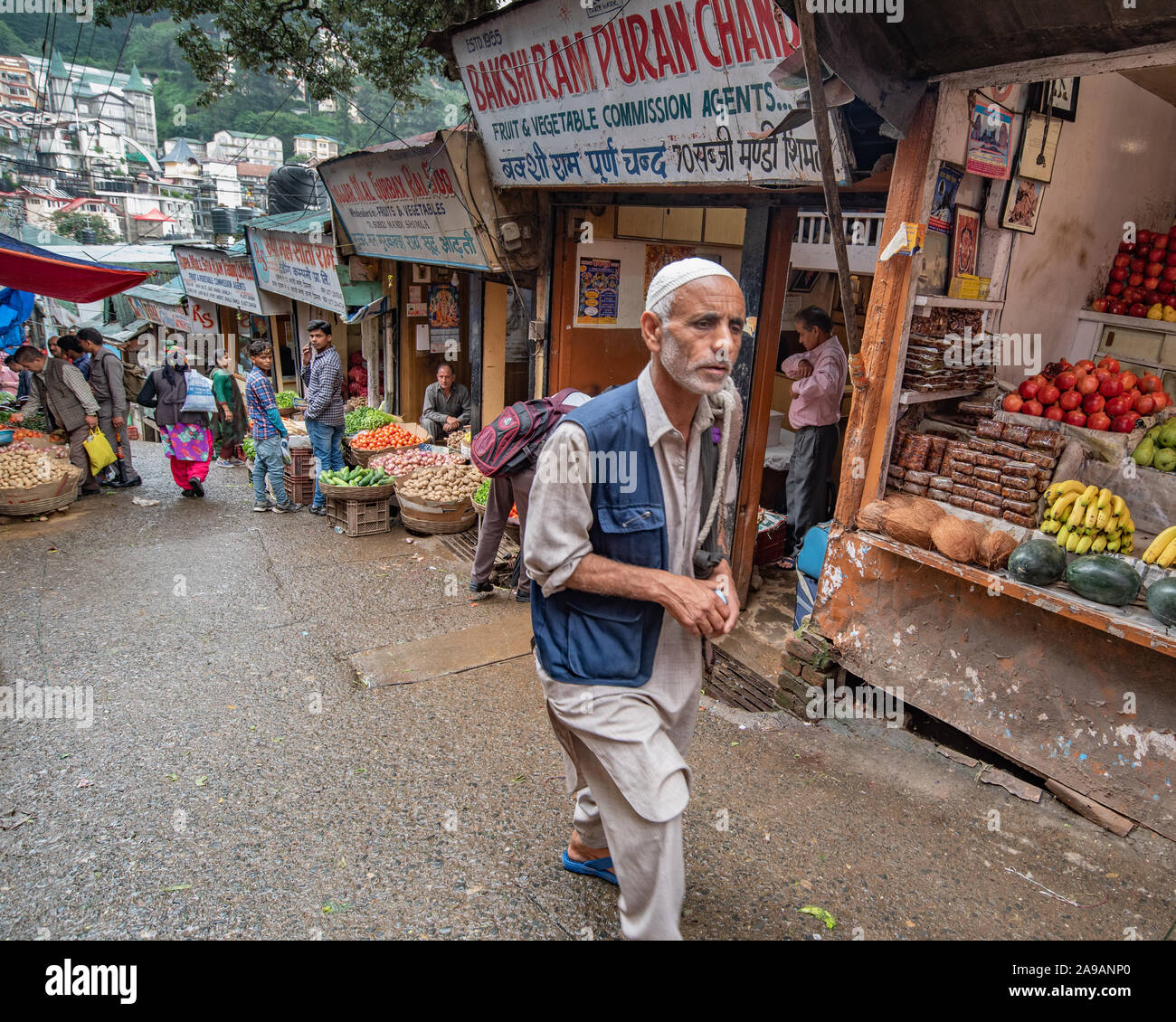 Sabzi mandi o mercato ortofrutticolo, Shimla, Himachal Pradesh Foto Stock