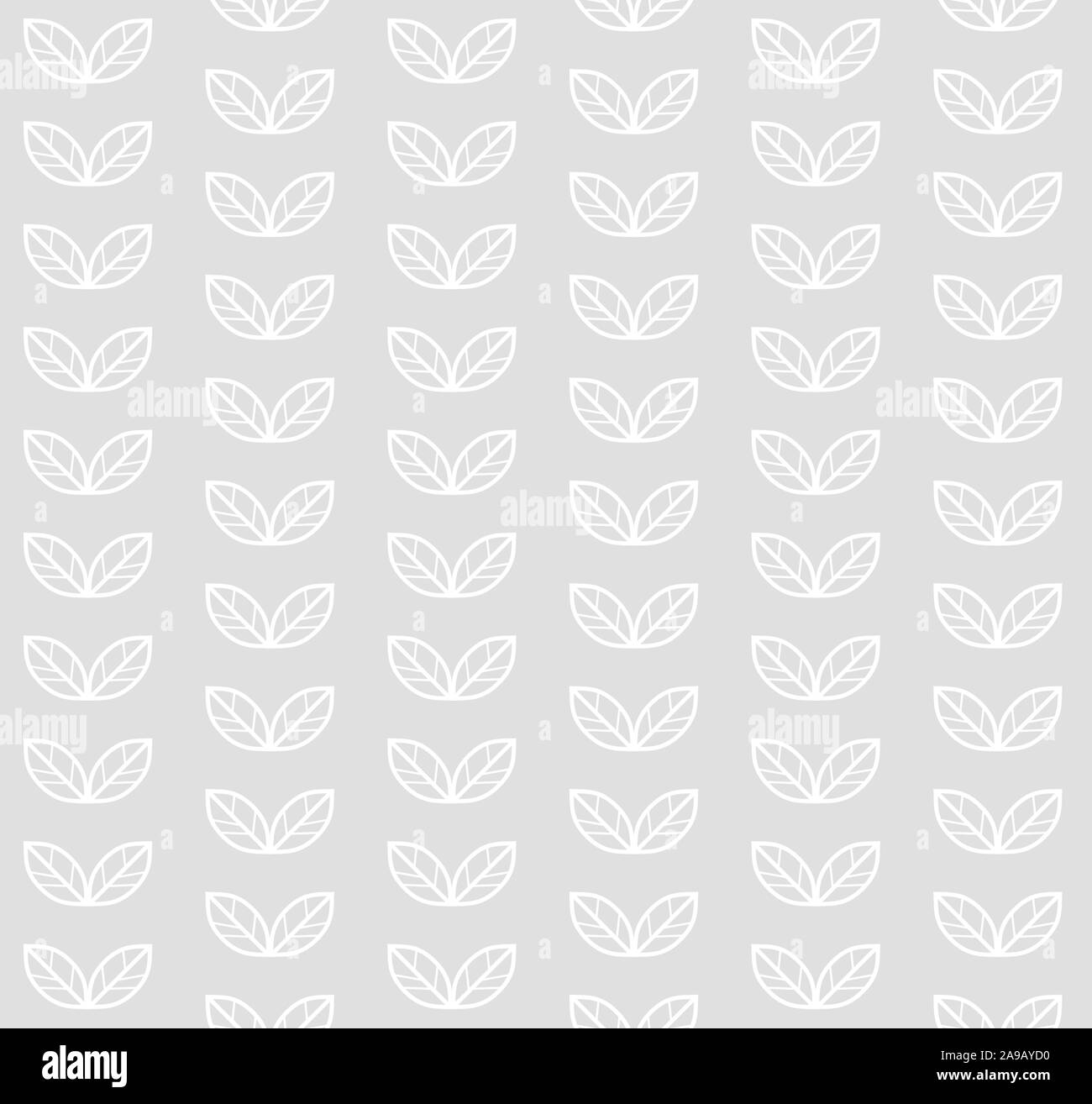 Scandinavian floral seamless pattern. Foglie di colore bianco su sfondo grigio. Pattern per carta da parati, il design tessile Illustrazione Vettoriale