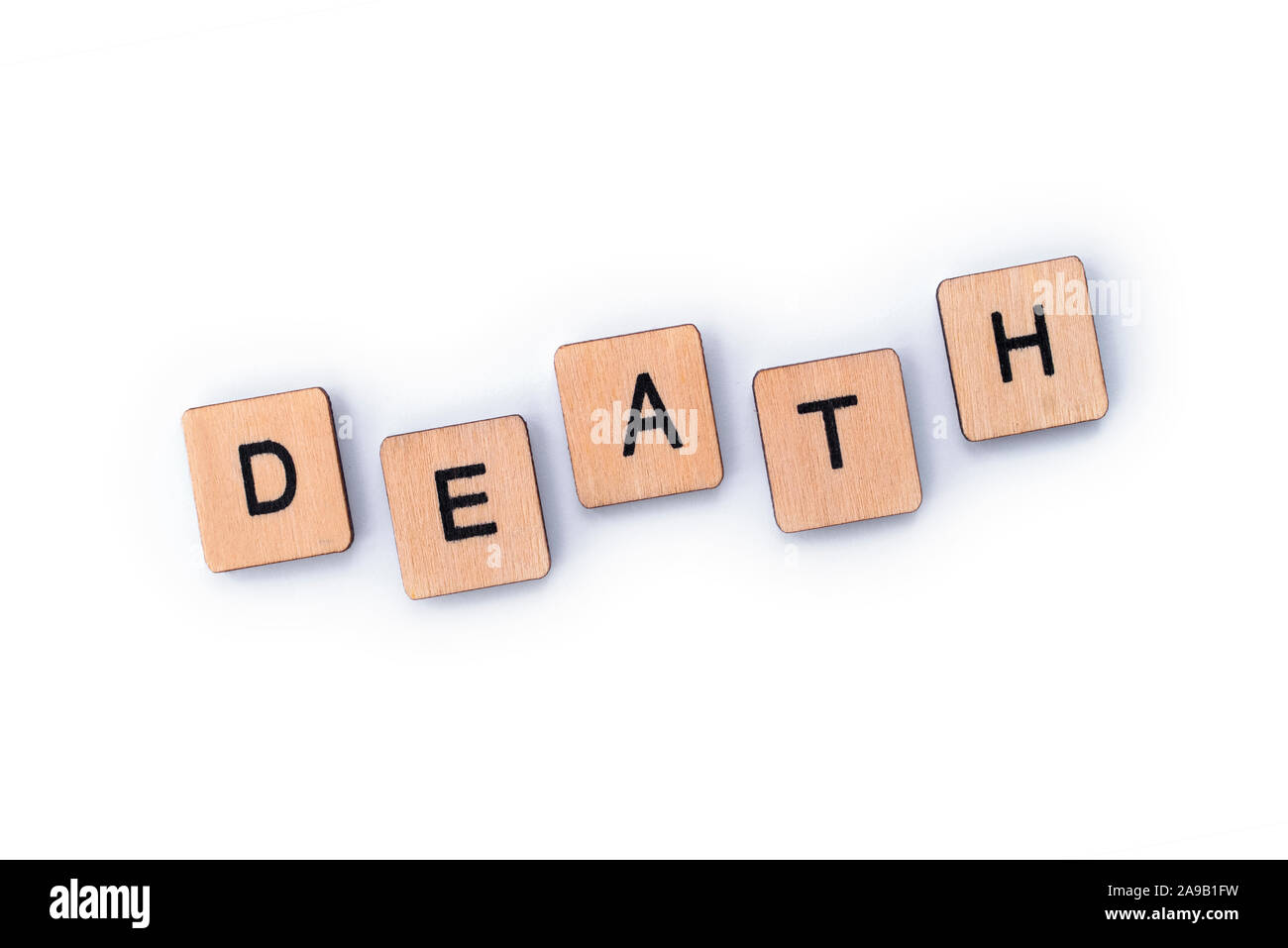 La parola morte, precisato con lettera in legno piastrelle. Foto Stock