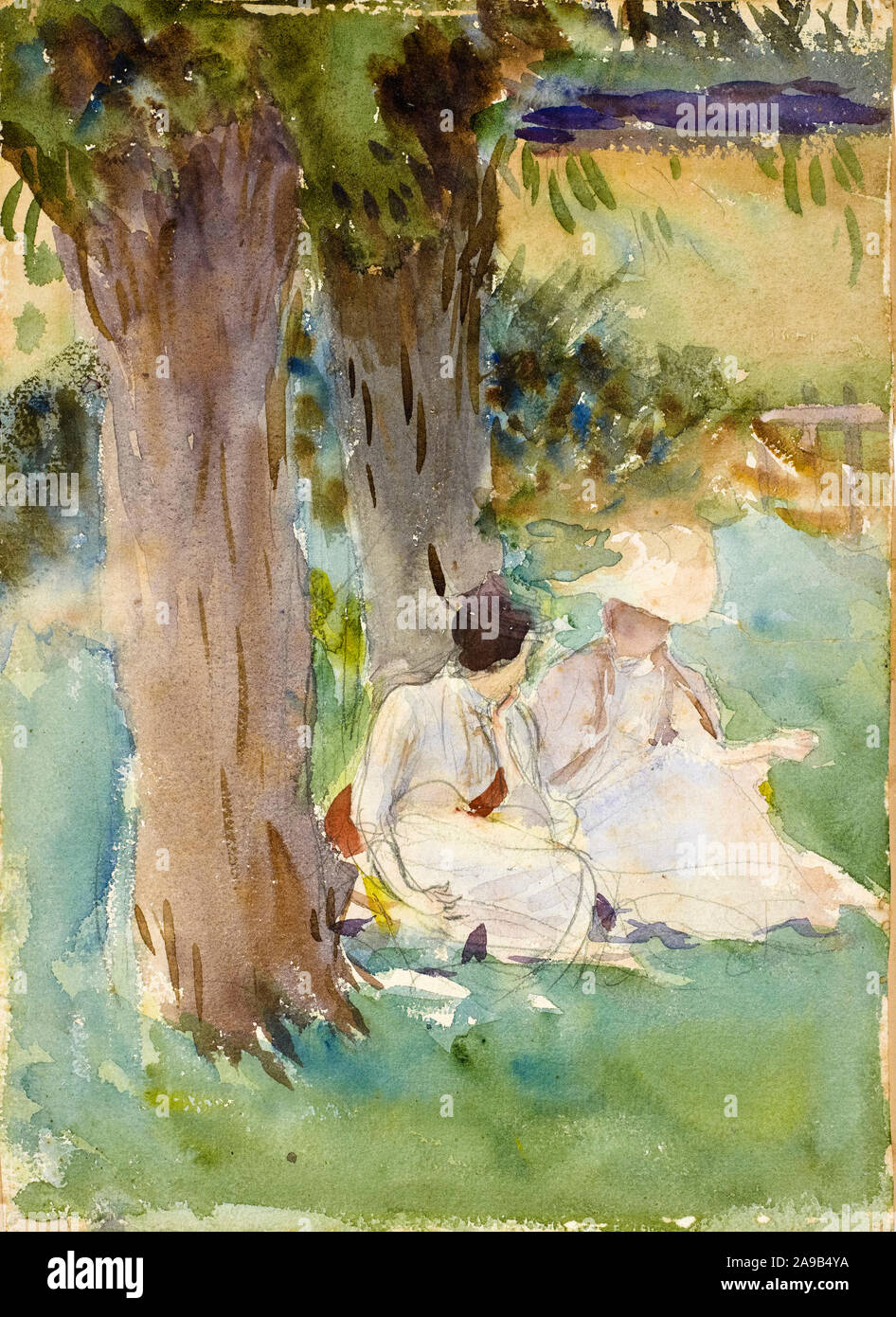 John Singer Sargent, sotto i salici, pittura ad acquarello, 1888 Foto Stock