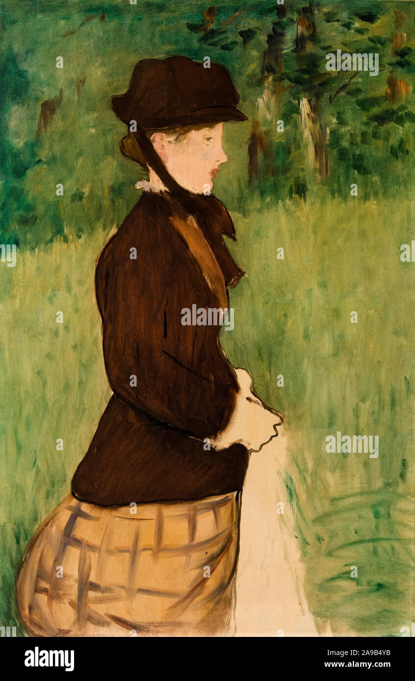 Edouard Manet, giovane donna in un giardino,(Jeune femme dans un jardin), ritratto dipinto, 1879 Foto Stock