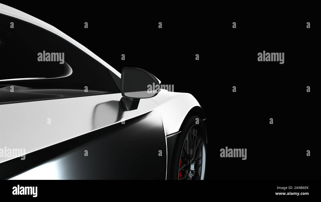 Generata dal calcolatore faro astratta del moderno bianco auto close-up, rendering 3D sfondo Foto Stock