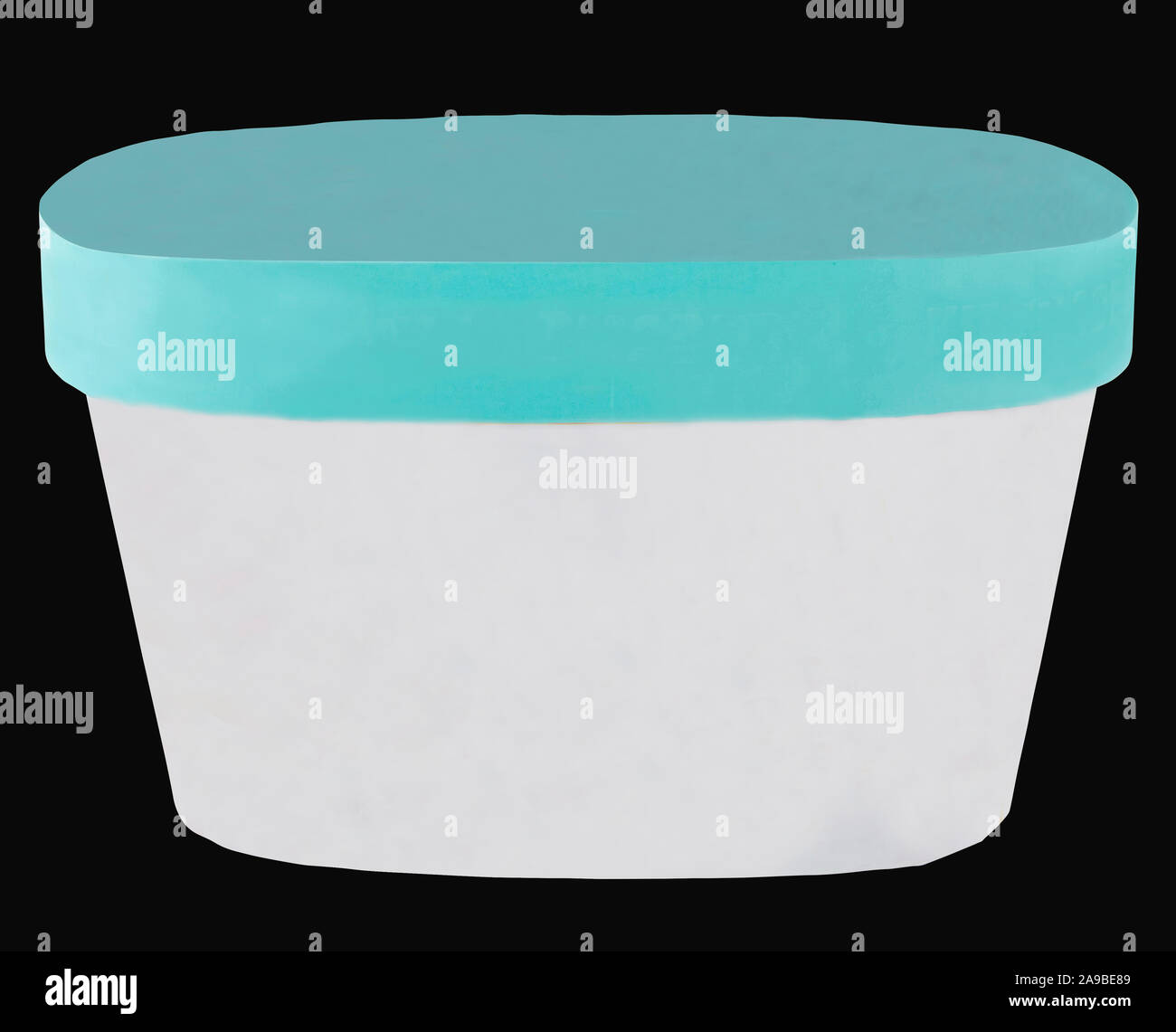 Chiuso vuoto contenitore per gelato isolata su uno sfondo scuro con tracciato di ritaglio Foto Stock