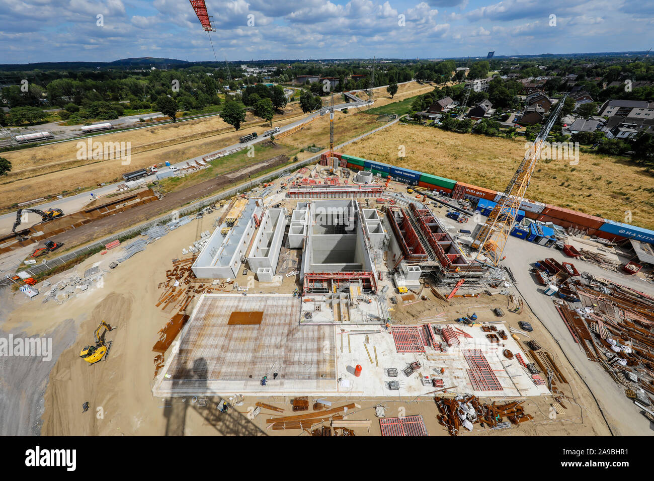 09.07.2019, Oberhausen, Renania settentrionale-Vestfalia, Germania - Emscher conversione, nuova costruzione dell'Emscher fogna AKE, qui la nuova costruzione di Foto Stock