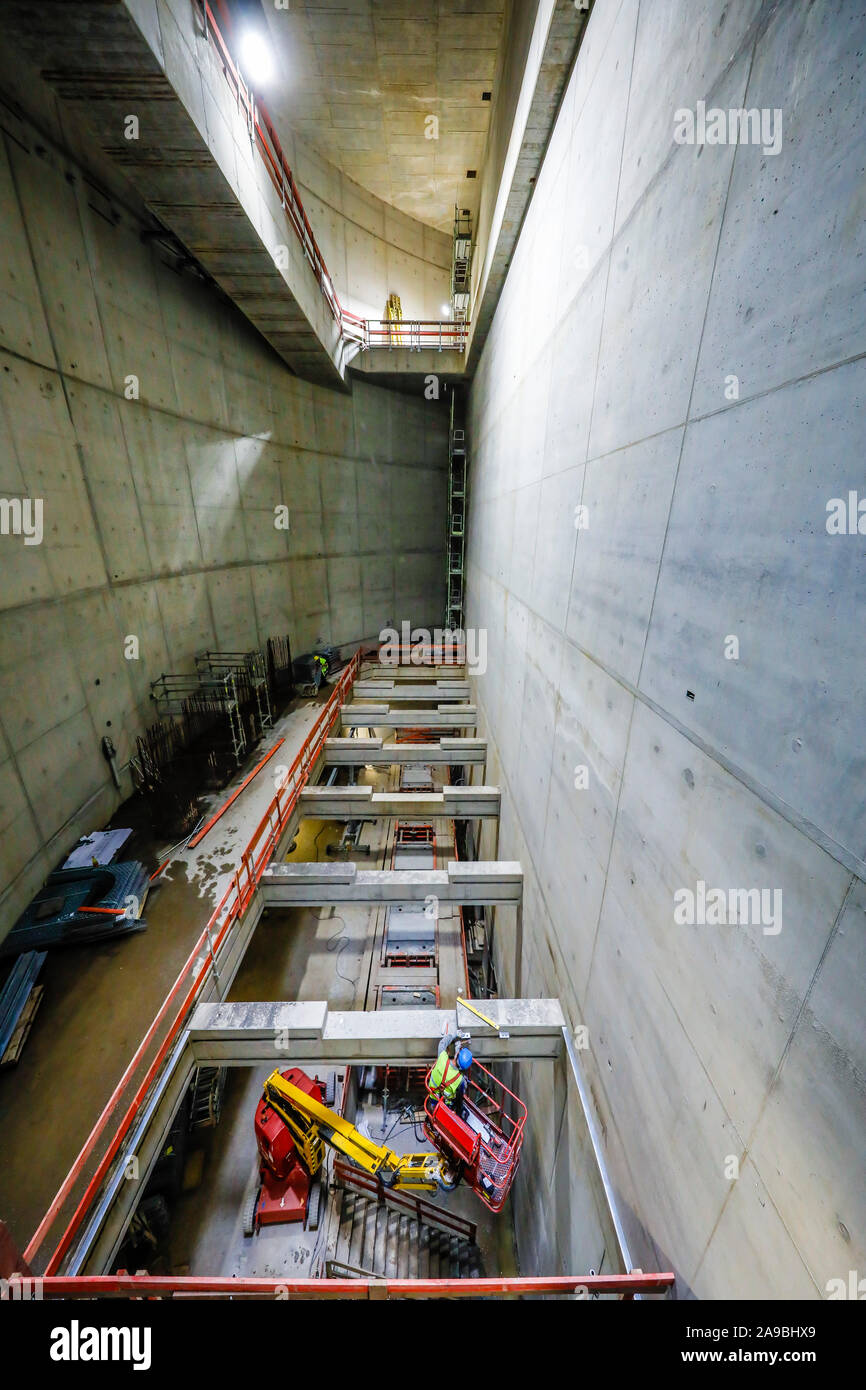 09.07.2019, Oberhausen, Renania settentrionale-Vestfalia, Germania - Emscher conversione, nuova costruzione dell'Emscher fogna AKE, qui la nuova costruzione di Foto Stock