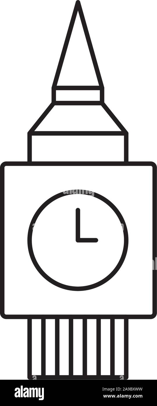 In inghilterra il big ben icona a torre Illustrazione Vettoriale