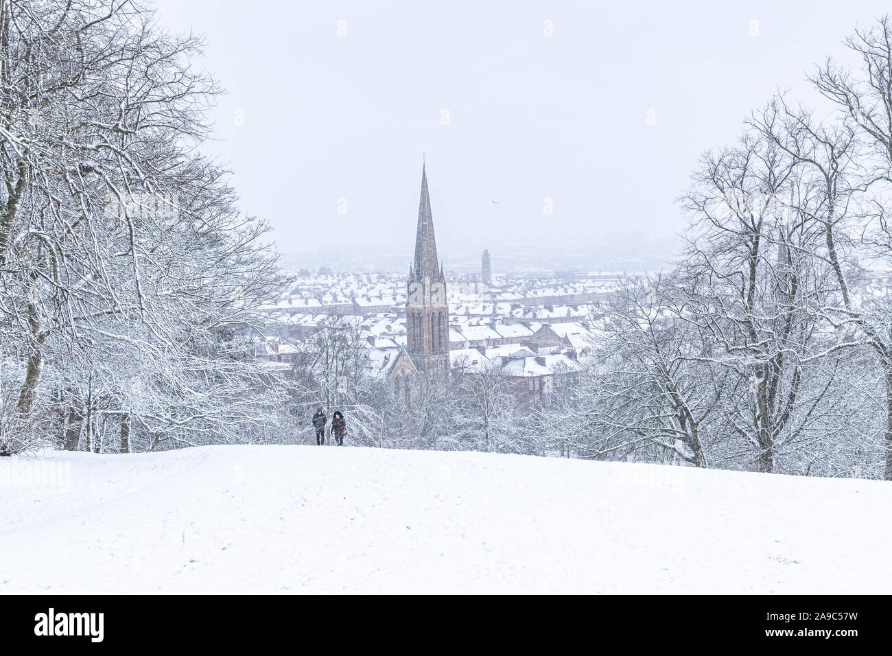 La nevicata in Glasgow Foto Stock