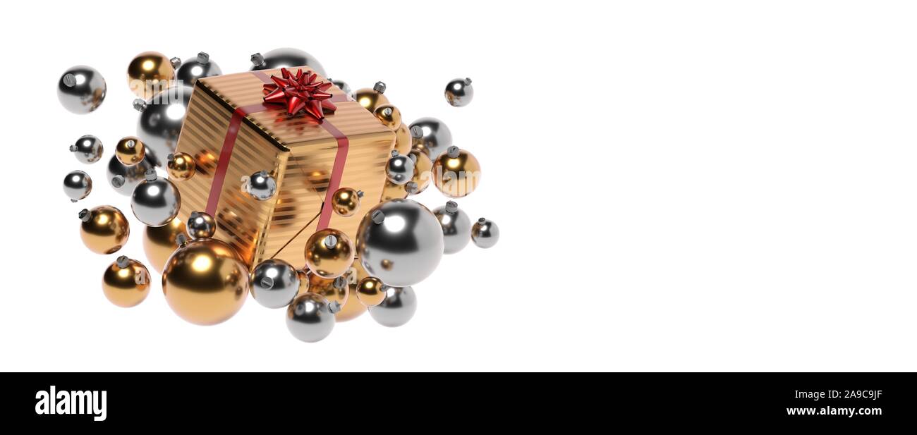 3D rendering regali di Natale sfondo bianco Foto Stock