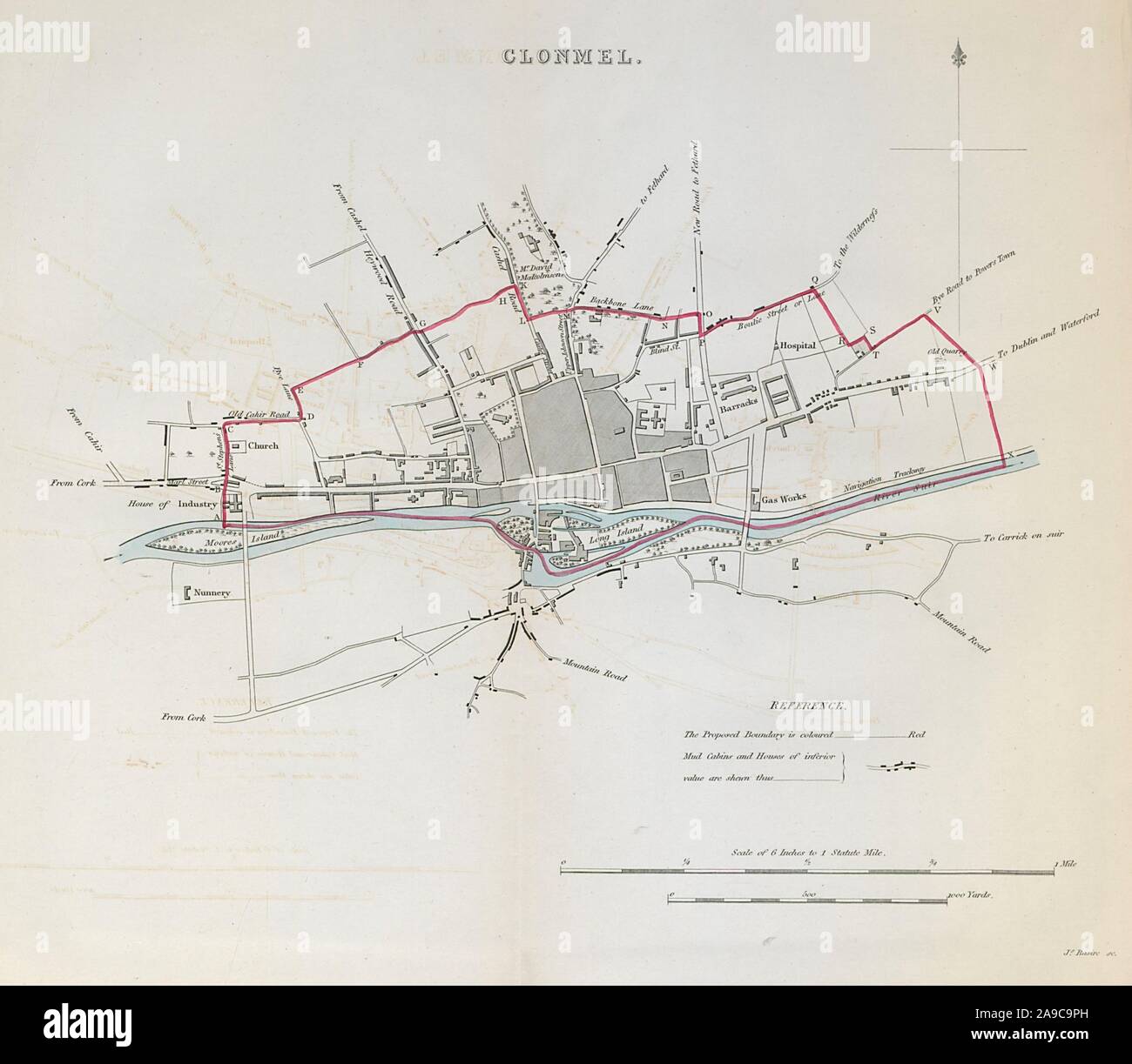 CLONMEL town/piano di Borough. REFORM ACT. Contea di Tipperary. Munster 1832 mappa vecchia Foto Stock