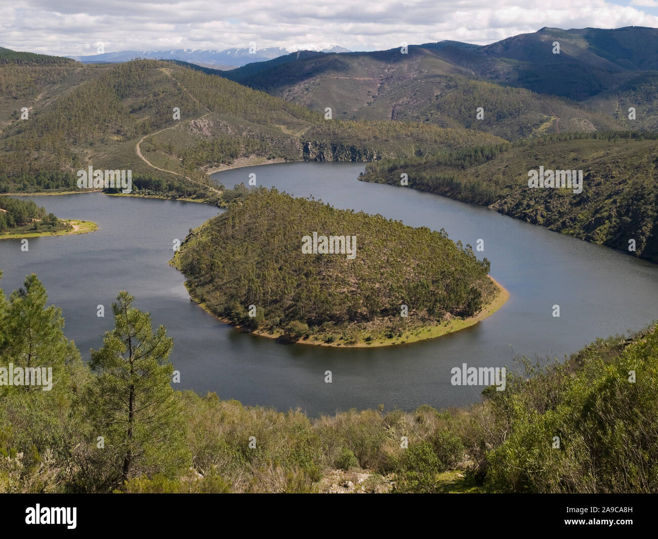 Melero meandro di Las Hurdes, Caceres, Estremadura, Spagna Foto Stock