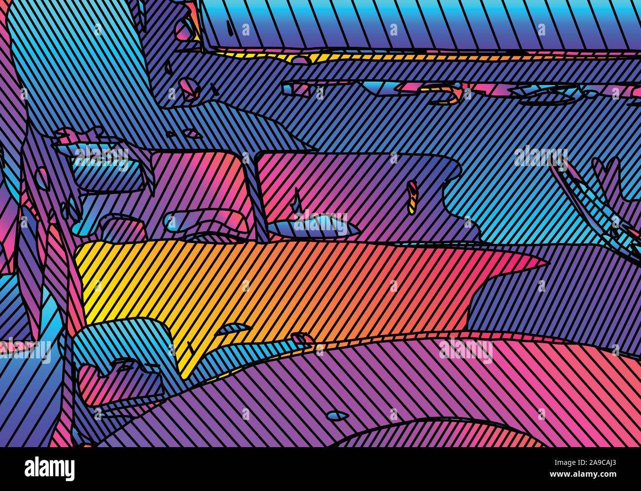 Abstract sfondo vibrante con Vivide sfumature di colori e linee Illustrazione Vettoriale