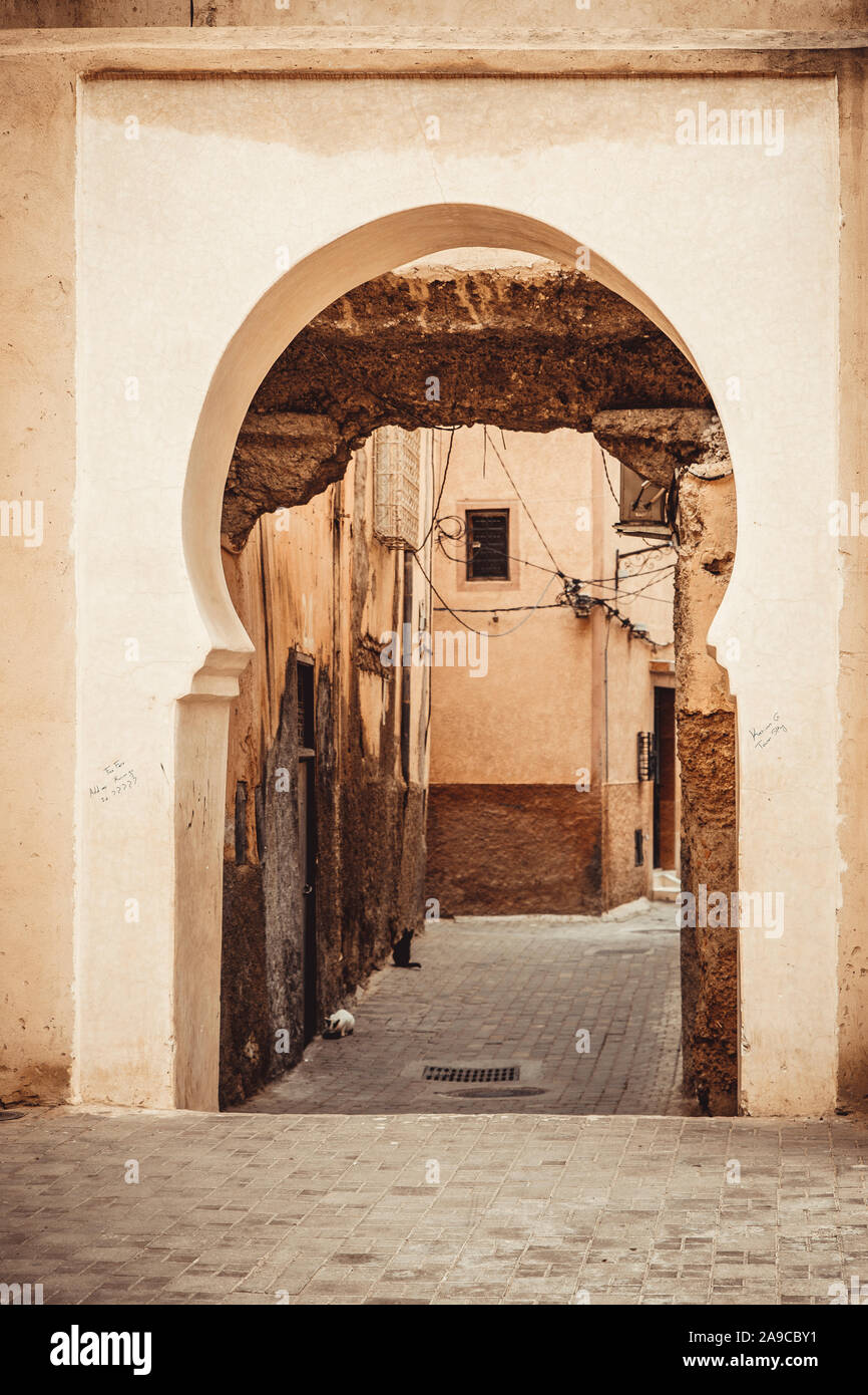 Medina e zoco dettaglio strade a Marrakech Foto Stock