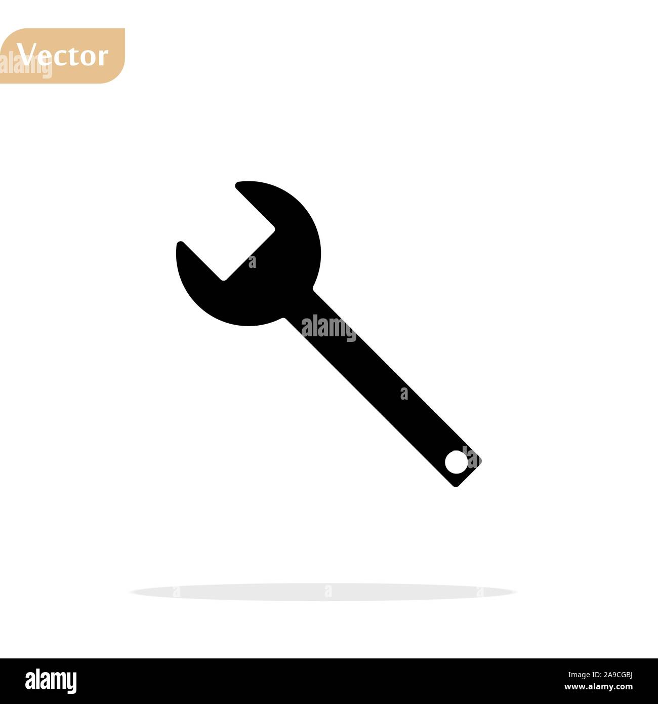 Icona a forma di chiave inglese in elegante stile piatto isolato su sfondo grigio. Il simbolo della chiave per il vostro web site design, logo, app, UI. Illustrazione vettoriale EPS10. Illustrazione Vettoriale