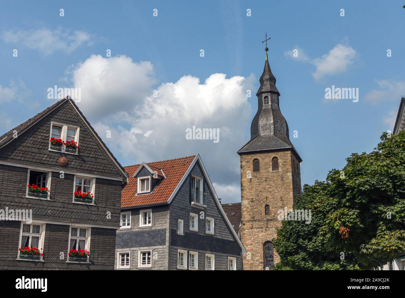 Vecchia architettura tradizionale della cittadina tedesca, Hattingen, Germania Foto Stock