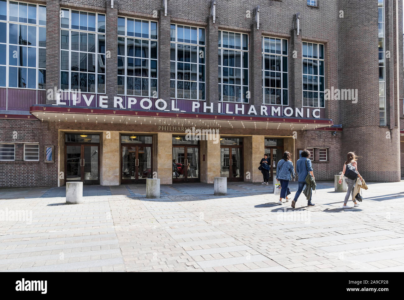 Liverpool Philharmonic Hall esterno, casa della Royal Liverpool Philharmonic Society, Liverpool, Regno Unito. Foto Stock