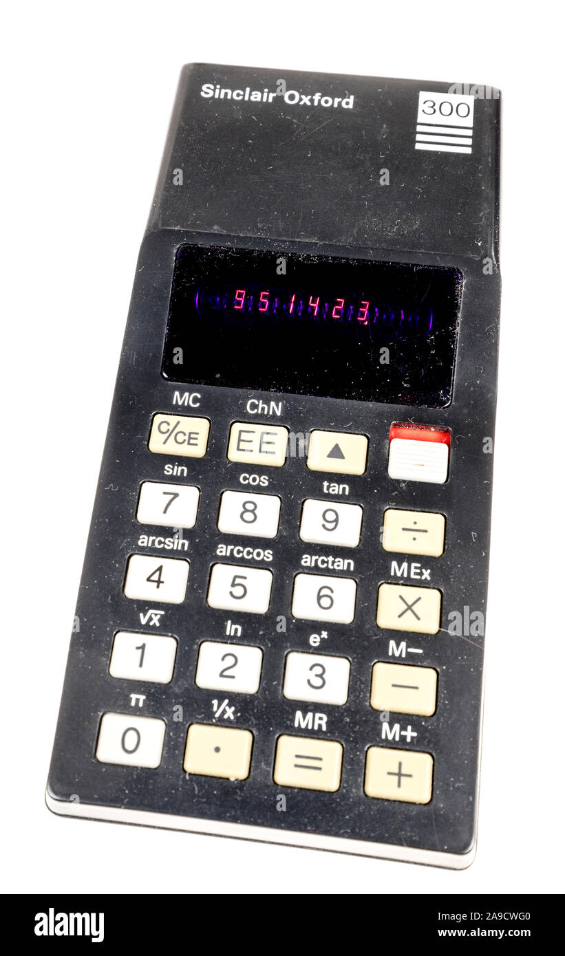 I primi modelli di Sinclair Oxford 300 calcolatrice scientifica, circa 1975  Foto stock - Alamy