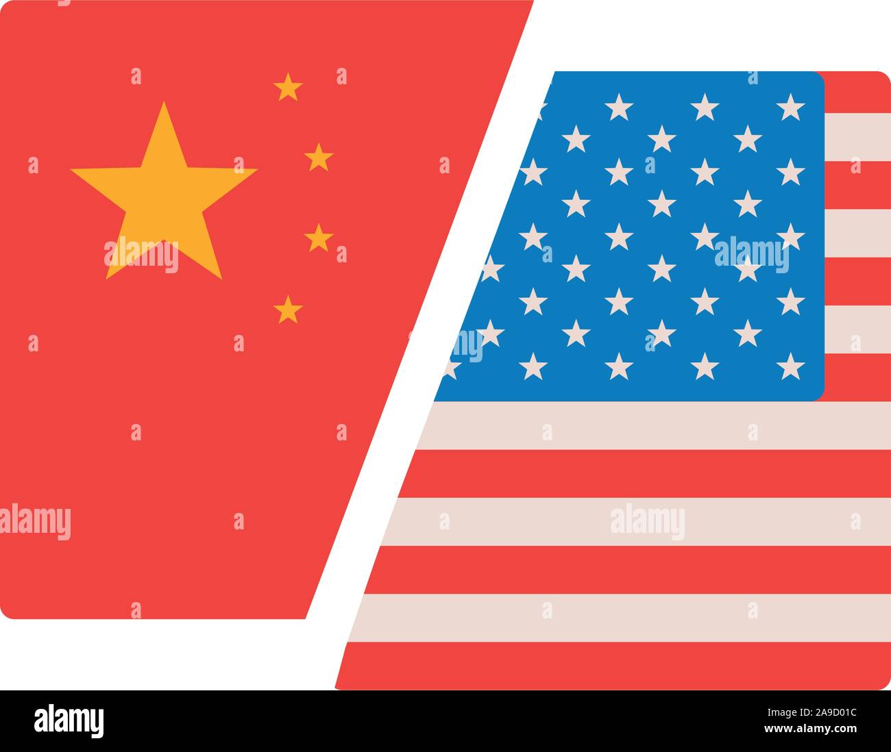 Guerra commerciale tra Cina e Stati Uniti disegno vettoriale Illustrazione Vettoriale