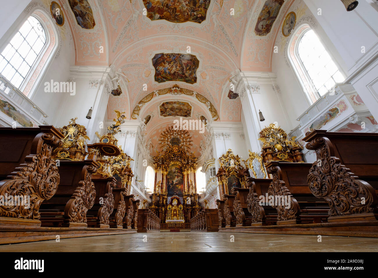 Angelo custode di chiesa, Eichstatt, Altmuehl valley, Alta Baviera, Baviera, Germania Foto Stock