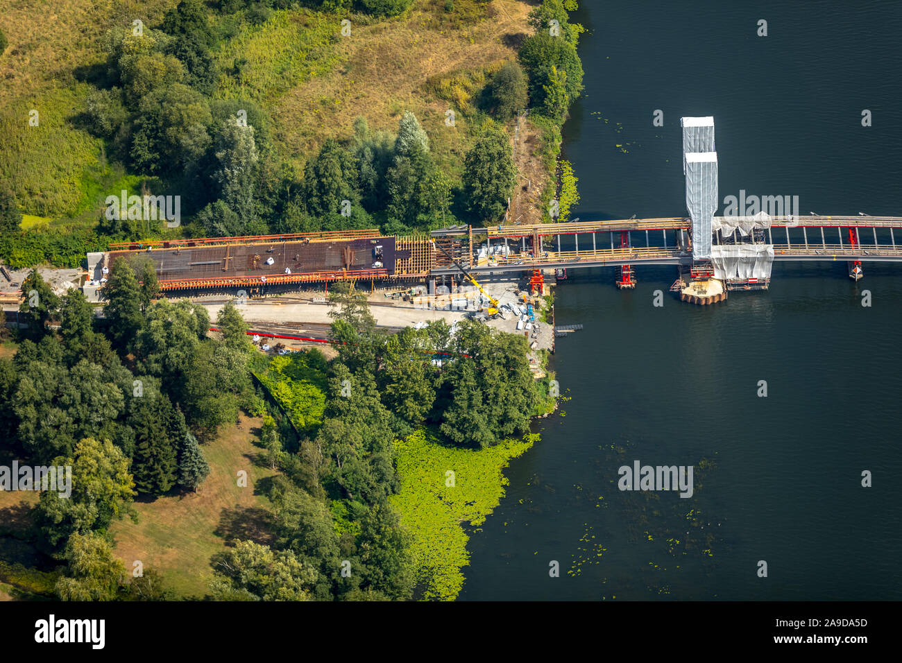 Kampmann ponte tra Kupferdreh e Heisingen presso la Ruhr, Valle della Ruhr, Essen, la zona della Ruhr, Nord Reno-Westfalia, Germania Foto Stock