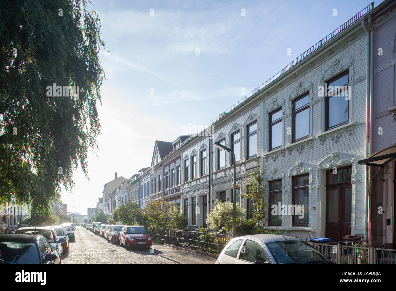 Vecchi edifici residenziali in Geibelstraße, Bremen-Findorff, Brema, Germania, Europa Foto Stock