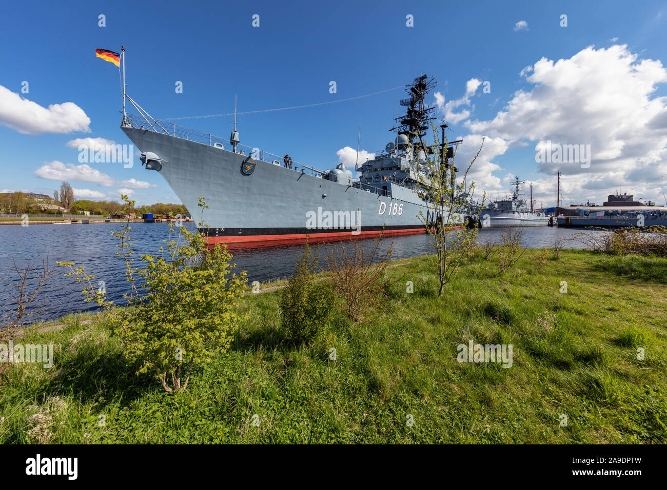 Missile destroyer Mölders, museo navale tedesco sulla spiaggia meridionale di Wilhelmshaven, Bassa Sassonia, Foto Stock