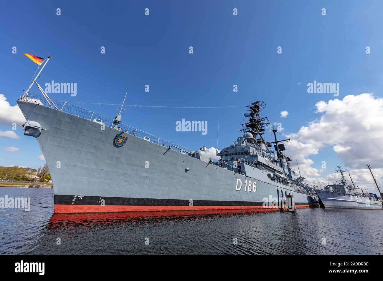 Missile destroyer Mölders, museo navale tedesco sulla spiaggia meridionale di Wilhelmshaven, Bassa Sassonia, Foto Stock