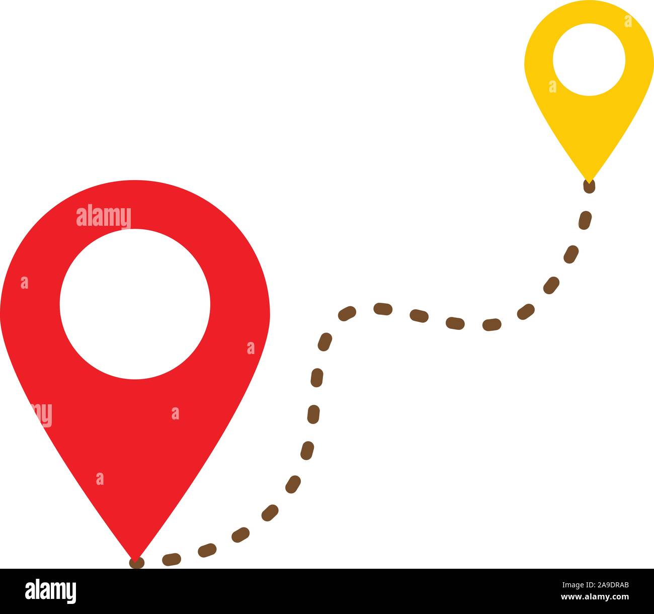 Posizione di inizio fine icona localizzazione su sfondo bianco in stile appartamento. Il puntatore di inizio e di stop icona per il vostro web site design, logo, app, UI. percorso Illustrazione Vettoriale