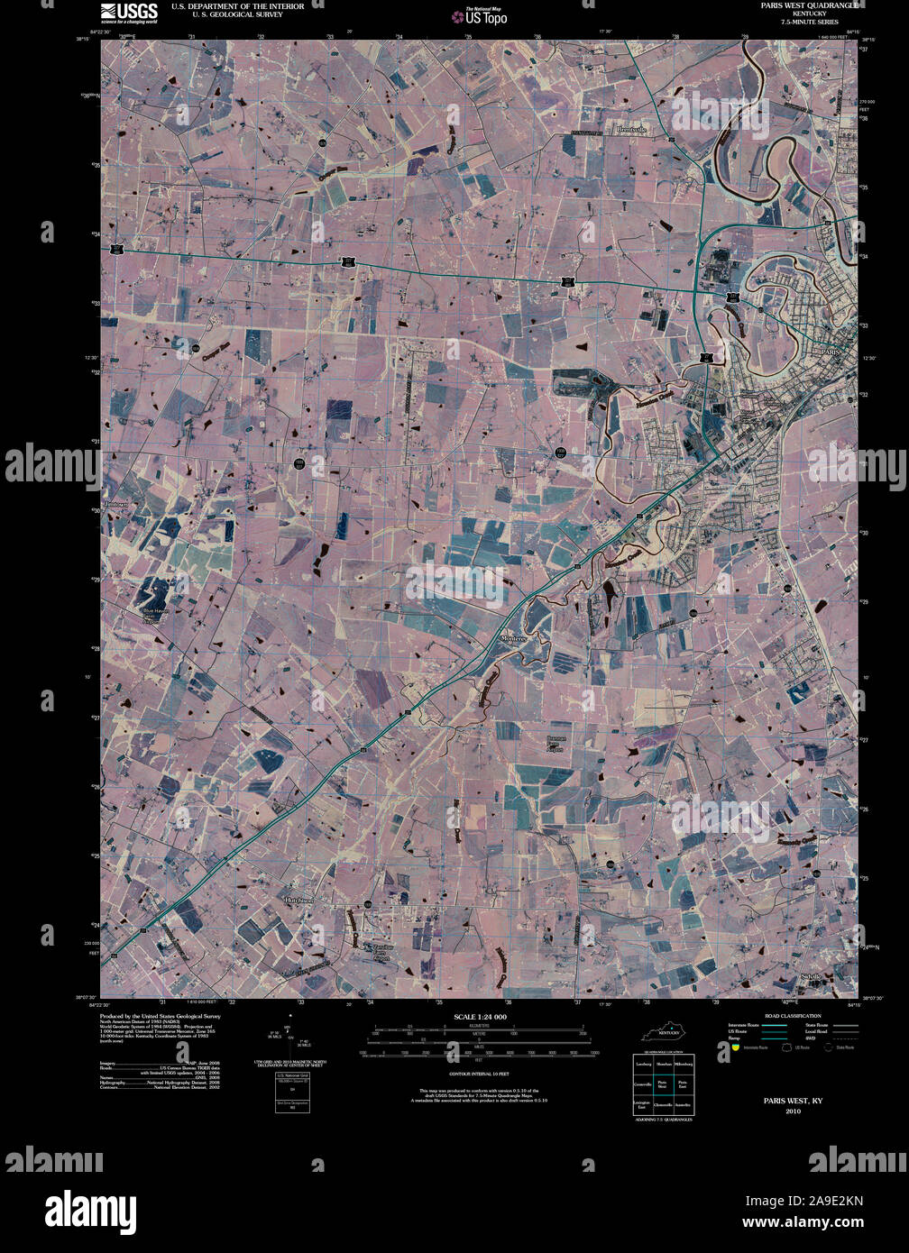 Mappa del kentucky di parigi immagini e fotografie stock ad alta