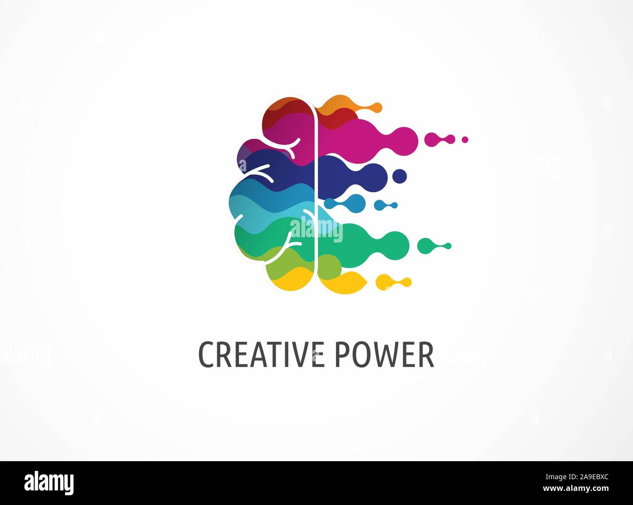 Cervello, mente creativa, apprendimento e design icone, loghi. Testa di uomo, simboli di persone Illustrazione Vettoriale