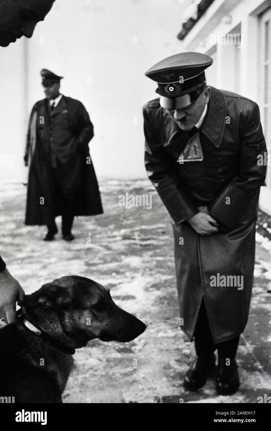 Eva Braun Collection (osam) - Adolf Hitler saluto un cane ca. fine del 1930 o all'inizio del 1940 Foto Stock