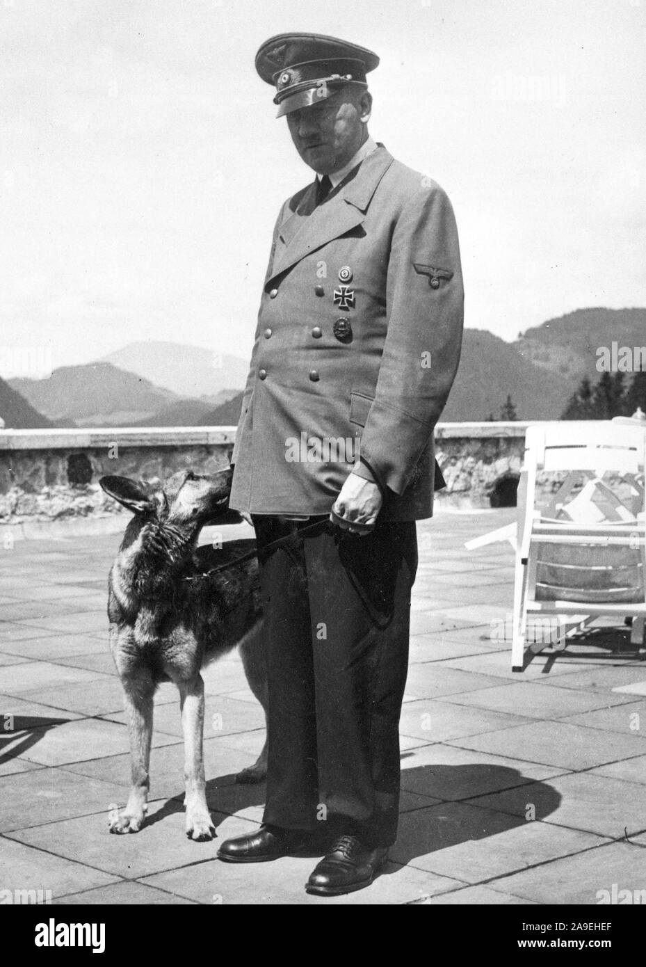 Eva Braun Collection (cetrnaest) - Adolf Hitler e il suo Pastore Tedesco cane ca. fine del 1930 o all'inizio del 1940 Foto Stock