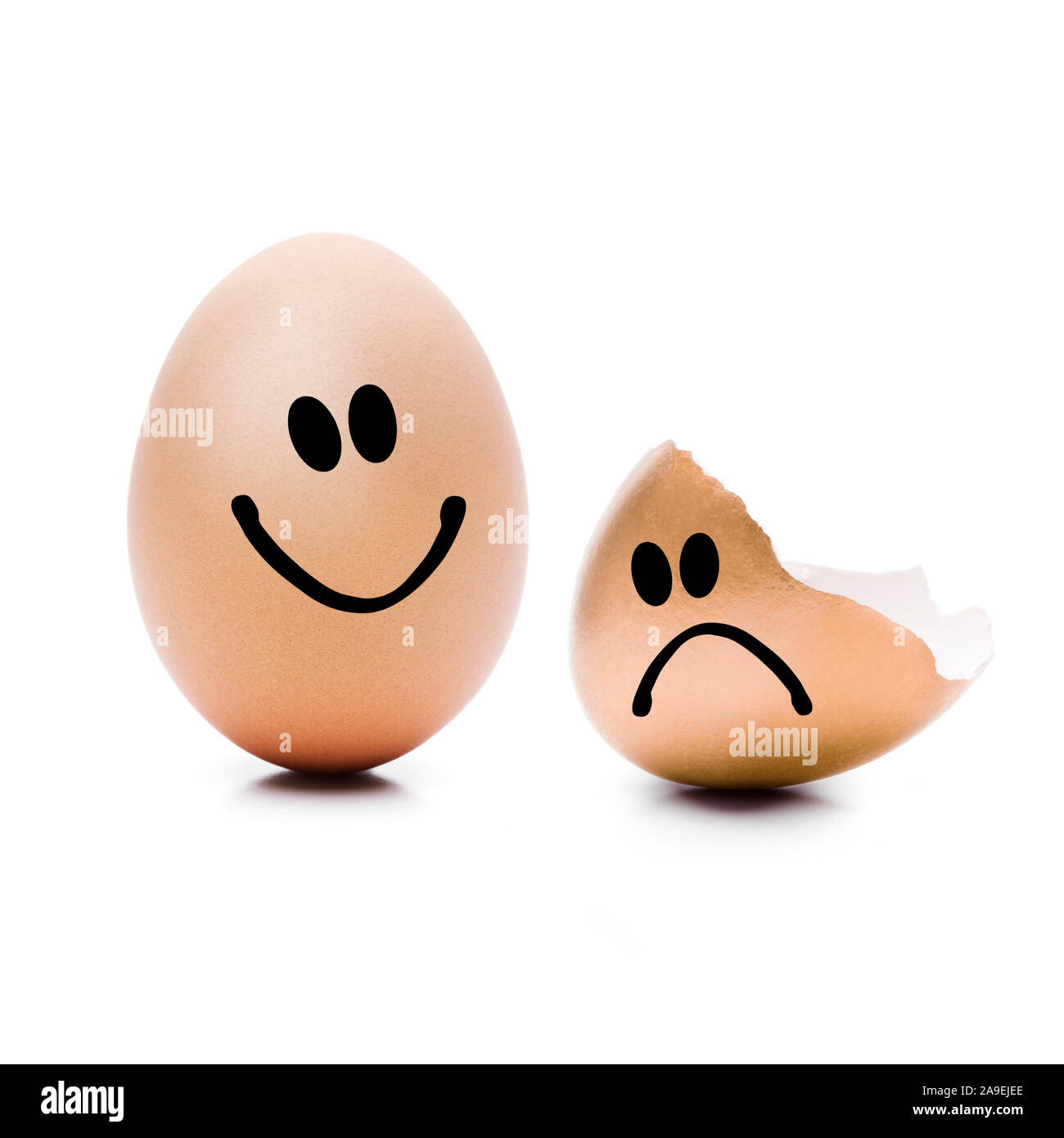 Felice e infelice uovo Foto Stock