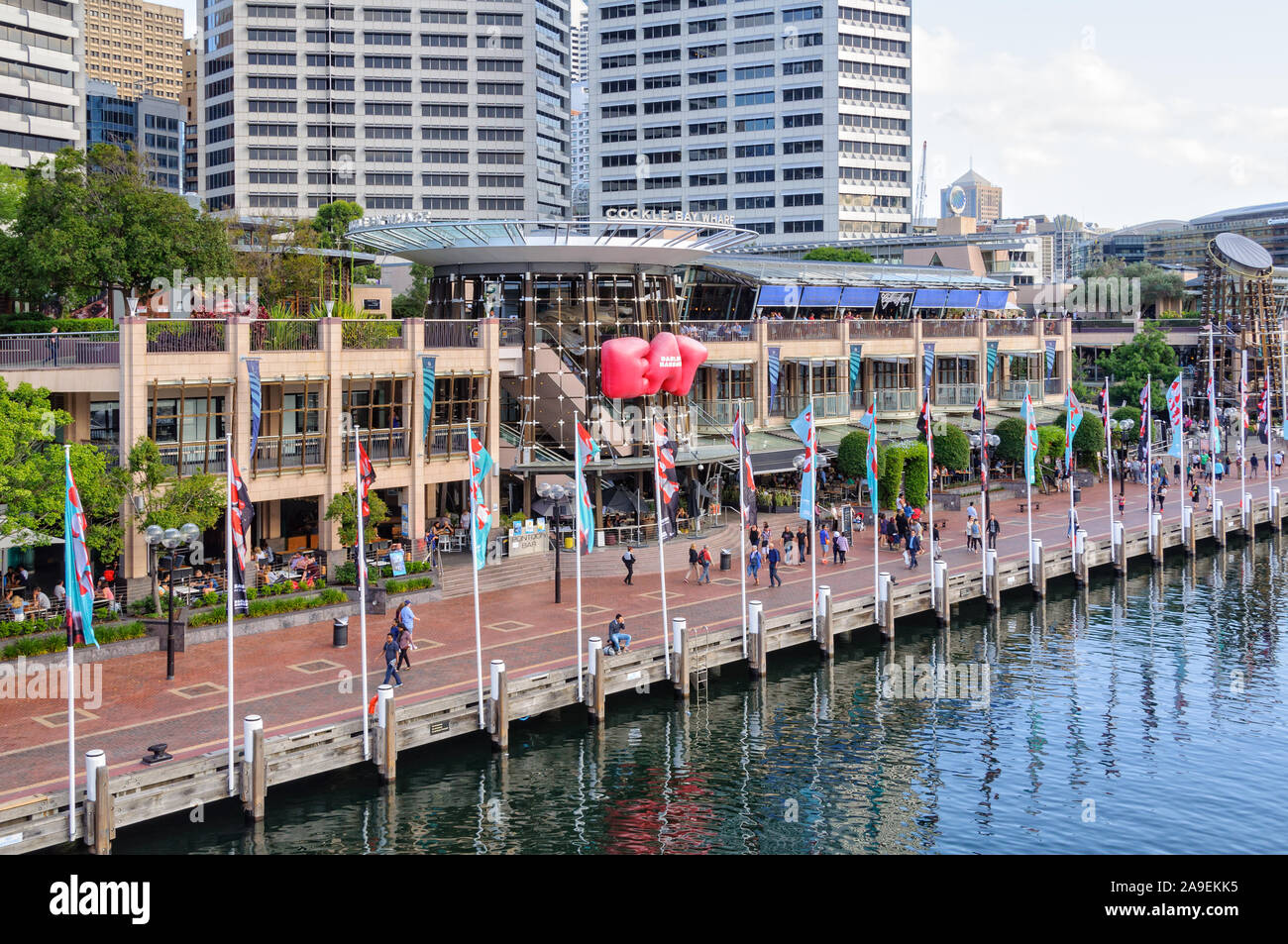 Il Cockle Bay Wharf è un popolare lungomare area di intrattenimento in Darling Harbour - Sydney, NSW, Australia Foto Stock