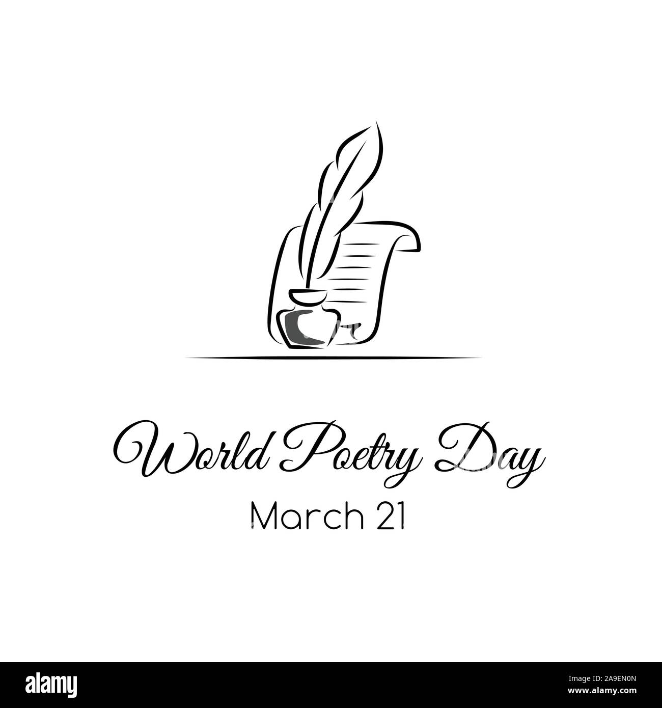 World Poetry day. Vettore della scheda Messaggi di saluto Illustrazione Vettoriale