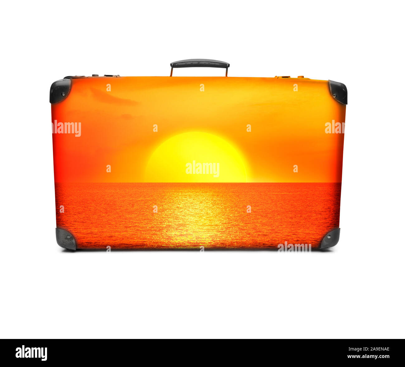 Valigia con tramonto Foto Stock