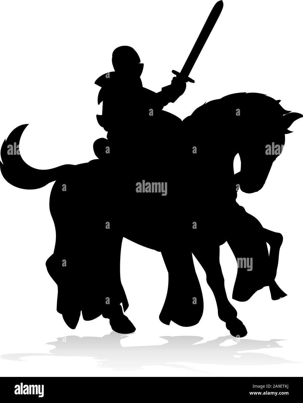 Cavaliere a cavallo Silhouette Illustrazione Vettoriale